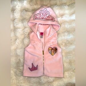 Disney Princess Toddler  Girls plush pink zipper vest with hood 2T